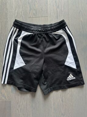 Adidas - Black Performance Athletic Shorts with White Accents - S